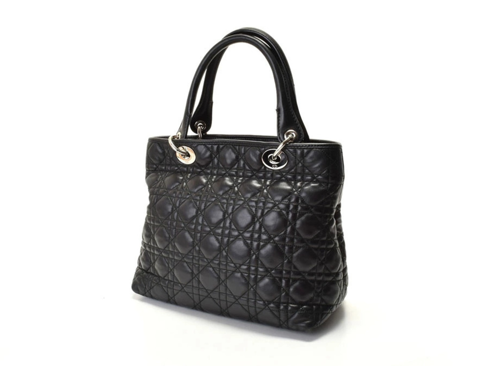 Dior CHRISTIAN Lambskin All Leather Lady Cannage Black